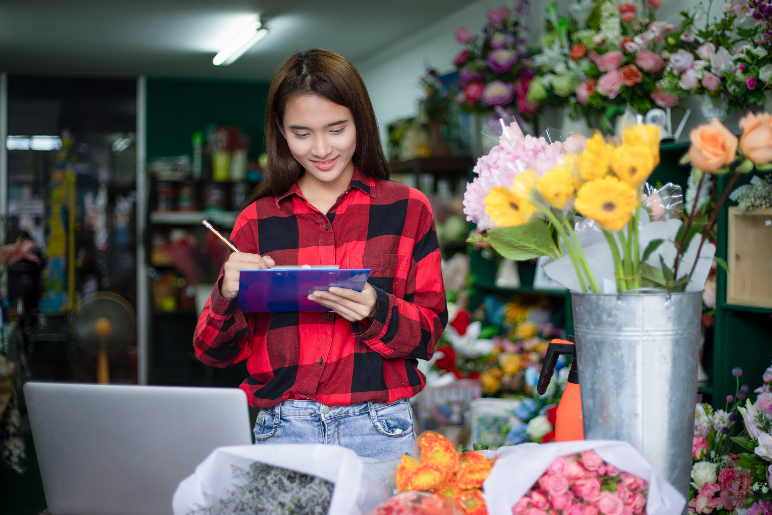 Woman Working in a Flower Shop
